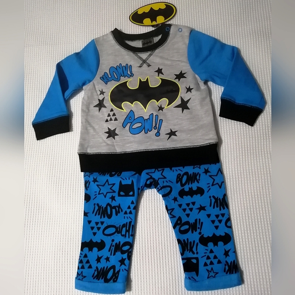 🔥SALE🔥 Batman DC Comics Baby Boy's 2 Pc Top and Pant Outfit NWT Sz 6-12M